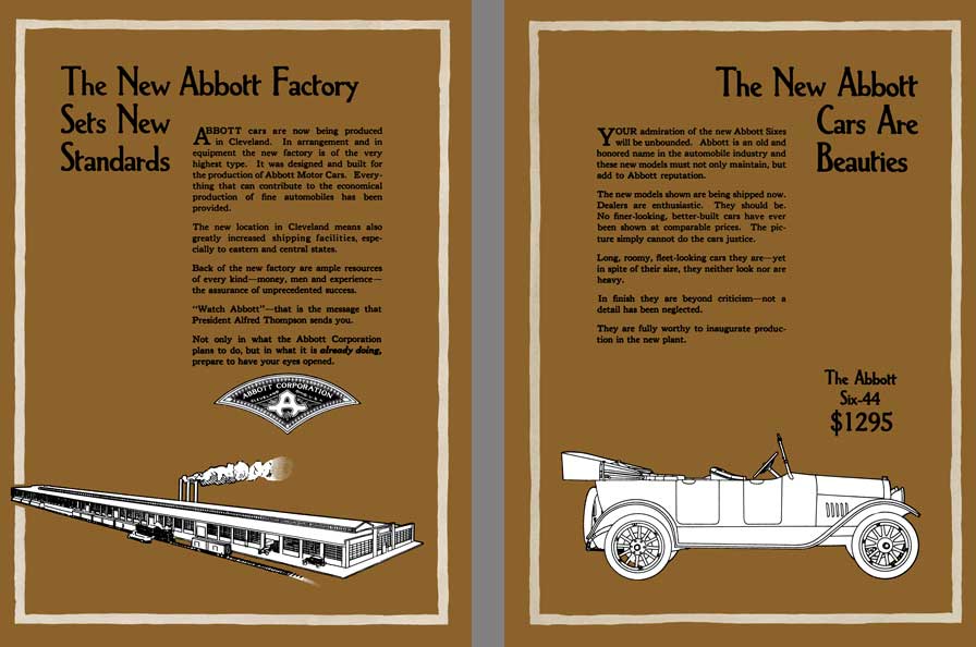 Abbott 1917 - The New Abbott Factory Sets New Standards (Model Six-44 & Model Six-60)