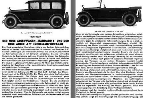 Adler 1926 /1927 - Adler Limousine Standard 6 (In German)