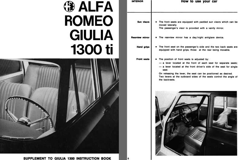 Alfa Romeo 1966 - 1966 Alfa Romeo Giulia 1300 ti Supplement to Giulia 1300 Instruction Book