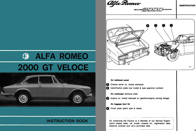 Alfa Romeo 1972 - Alfa Romeo 2000 GT Veloce Instruction Book