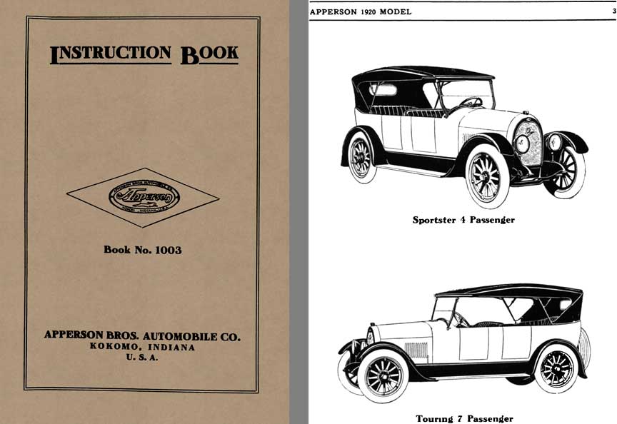 Apperson 1920 - Instruction Book Apperson Book No. 1003