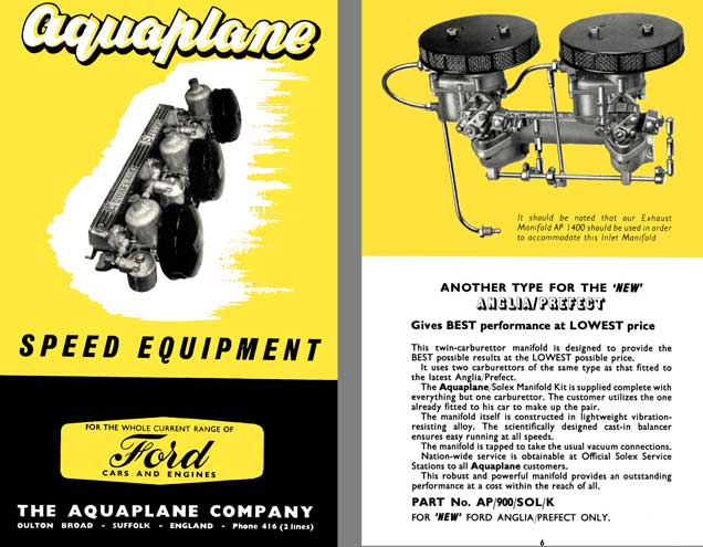Aquaplane Speed Equipment - For the Whole Current Range of Ford Cars & Engines, Price List, Instruct