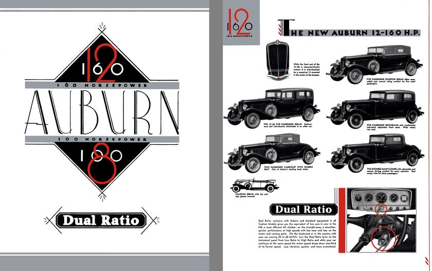 Auburn 1932 - 1932 Auburn 12-160 & 8-100 - Dual Ratio - 160 Horsepower  Auburn 100 Horsepower
