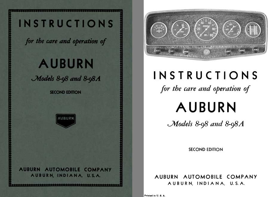 Auburn 1932 - Instructions for the Care and Operation of Auburn Models 8-98 and 8-98A 2nd Edition