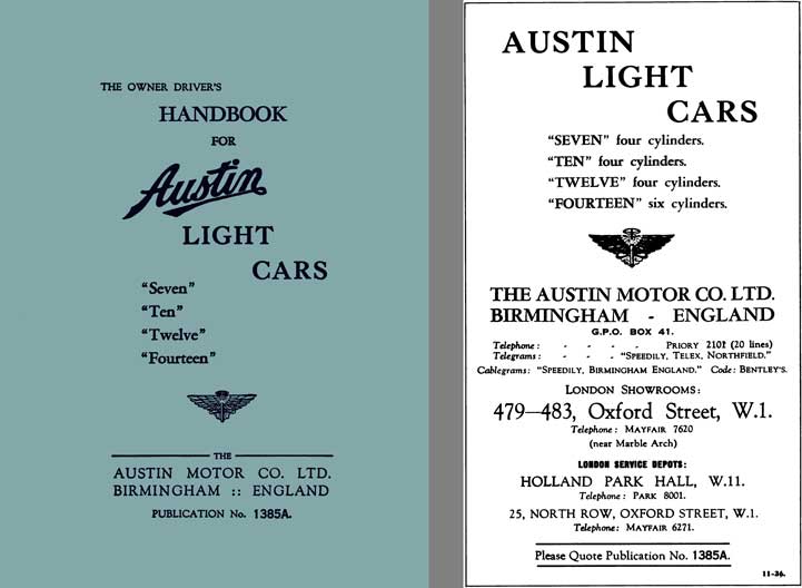 Austin 1936 - Handbook for Austin Light Cars Seven, Ten, Twelve, Fourteen