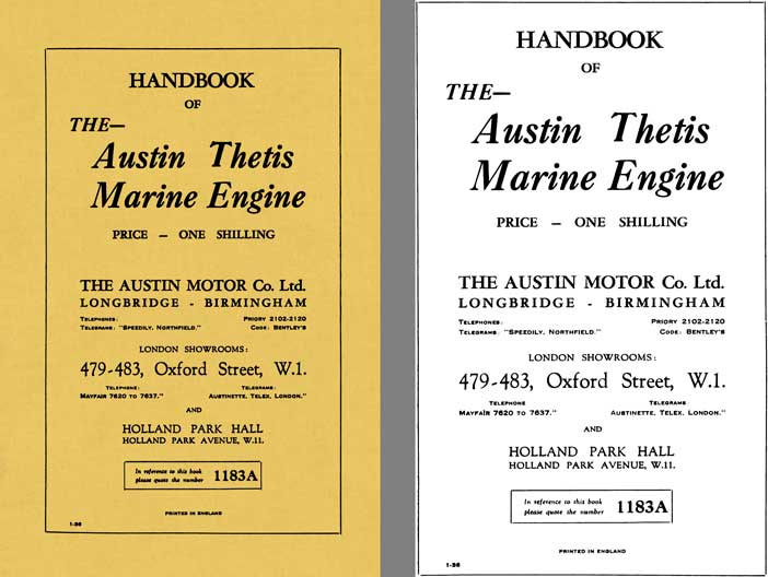 Austin 1936 - Handbook of The Austin Thetis Marine Engine
