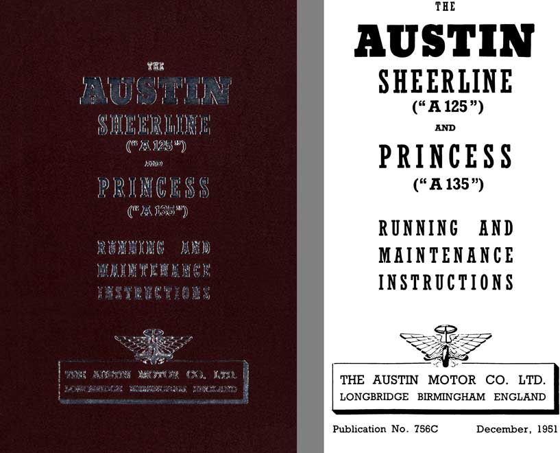 Austin 1951 - The Austin Sheerline A125 & Princess A135 - Running and Maintenance Instructions