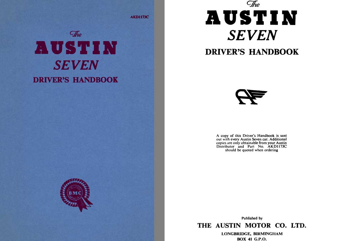 Austin 1956 - The Austin Seven Driver's Handbook - AKD1173C
