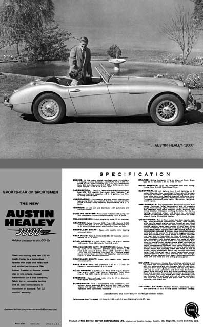 Austin Healey 1960 - 1960 Austin Healey 3000 Spec Sheet