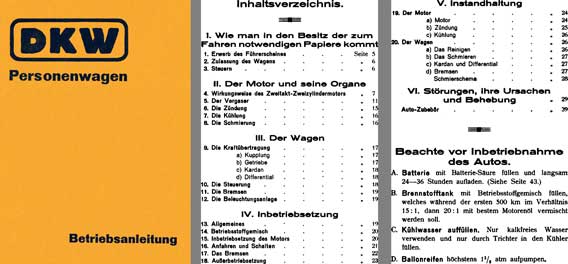 Auto Union 1929 - 1929 Auto Union DKW Personenwagen Handbook (In German)