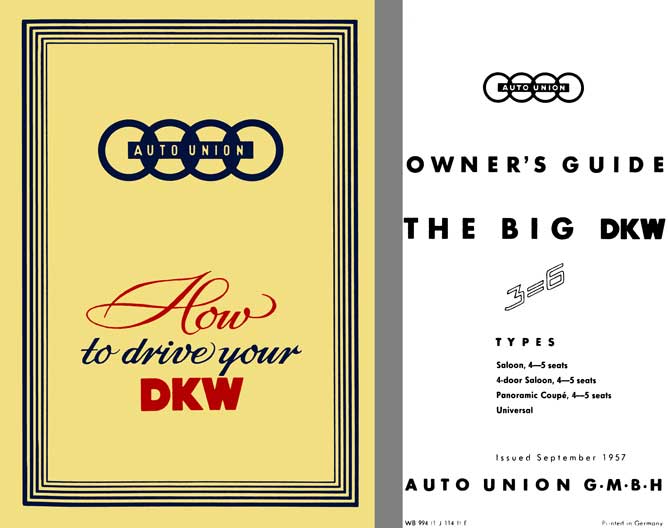 Auto Union 1957 - 1957 Auto Union Owners Guide - How to drive your DKW 3-6