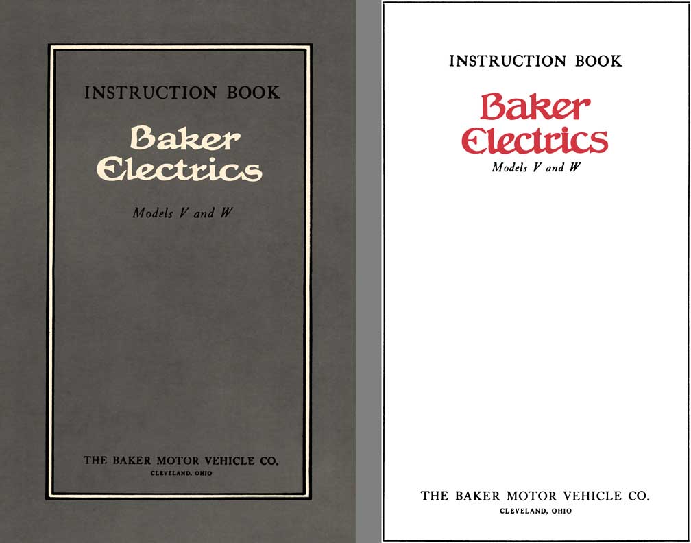 Baker 1912 - Instruction Book Baker Electrics Models V and W