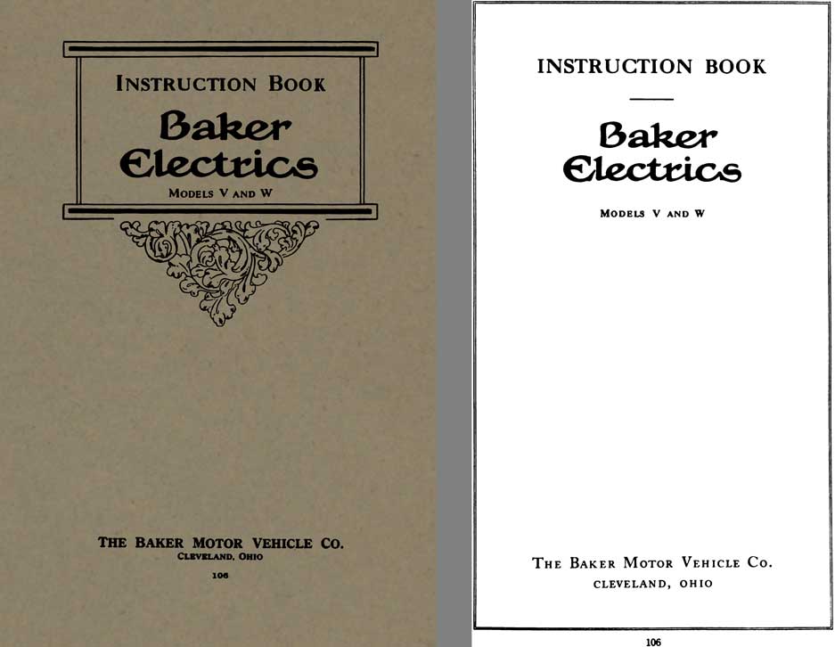 Baker 1916 - Instruction Book Baker Electrics Models V and W