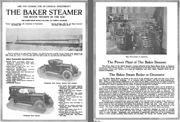 Baker Steamer 1921 - Are You Looking for an Unusual Investment? The Baker Steamer