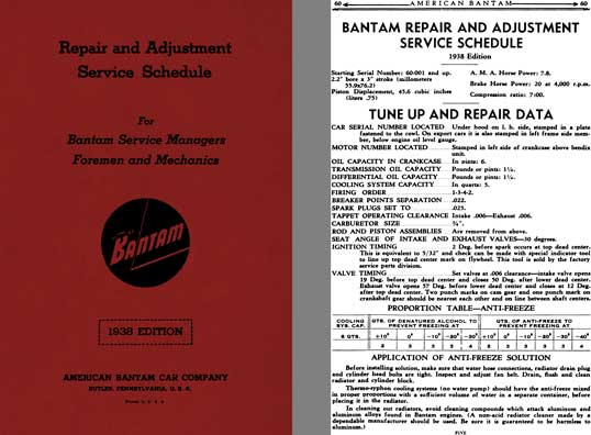 Bantam 1938 - 1938 Edition Bantam Repair and Adjustment Service Schedule