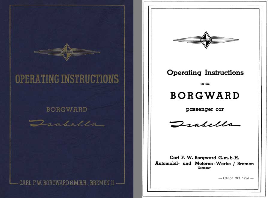 Borgward 1954 - Operating Instructions Borgward Isabella (Without Tabs)
