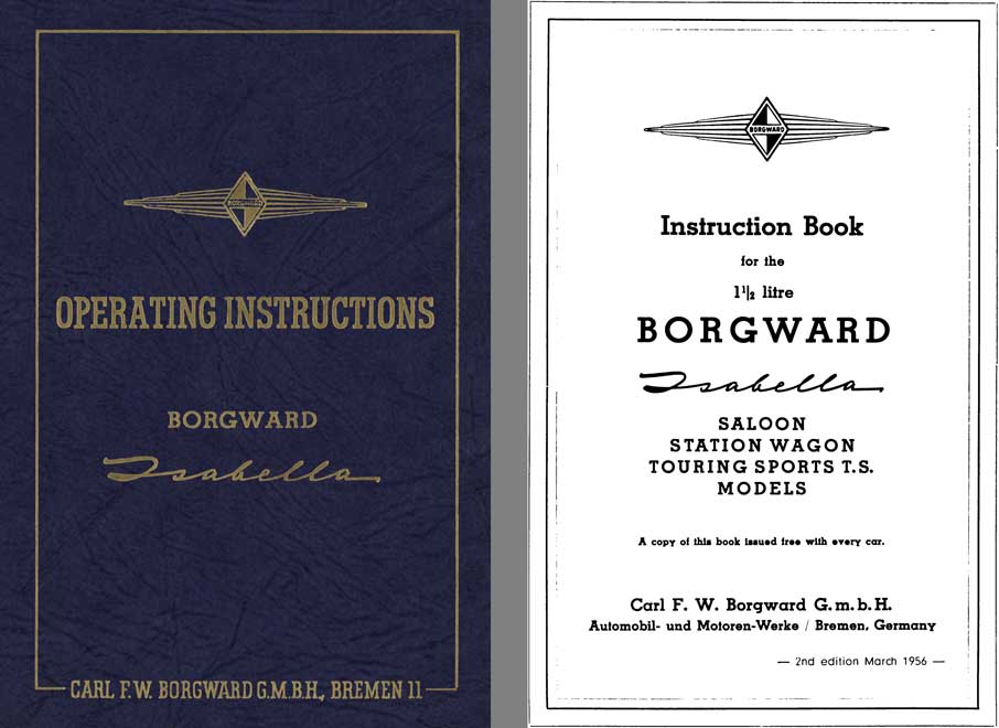 Borgward 1956 - Operating Instructions Borgward Isabella (Without Tabs)