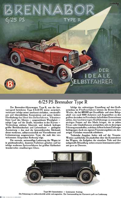 Brennabor 1926 - Brennabor 6/25 PS Type R - Der Ideale Selbstfahrer (In German)