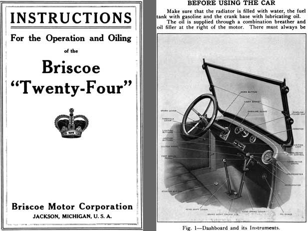 Briscoe 1917 - 1917 Briscoe Twenty Four - Instructions for the Operation and Oiling