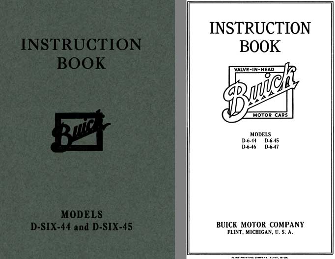 Buick 1917 - Instruction Book Buick Models D-Six-44 and D-Six-45