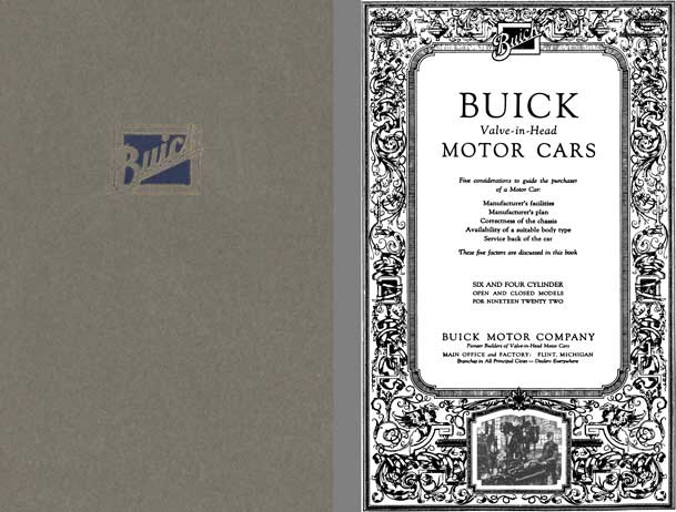Buick 1922 - Buick Valve-in-Head Motor Cars - 5 Considerations to Guide the Purchaser of a Motor Car