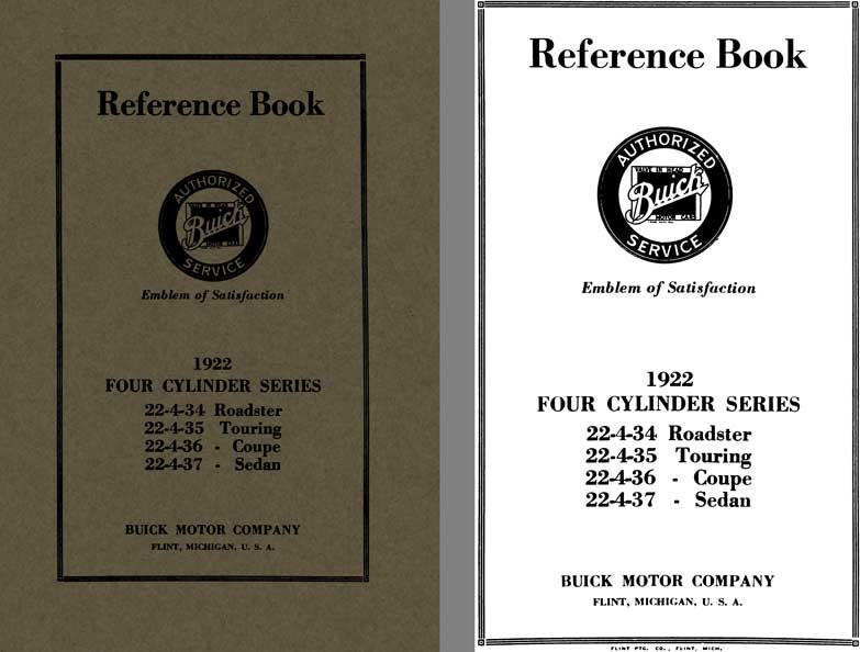 Buick 1922 - Reference Book Buick 1922 Four Cylinder Series 22-4-34, 22-4-35, 22-4-36, 22-4-37