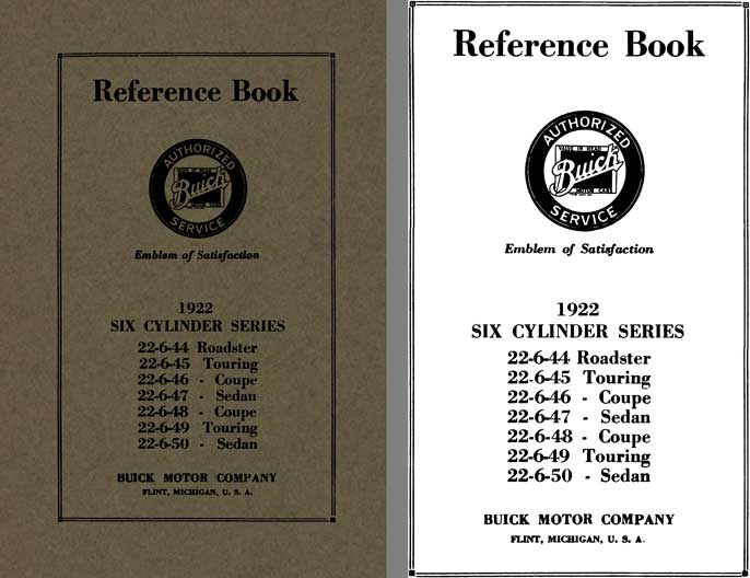 Buick 1922 - Reference Book Buick 1922 Six Cylinder Series