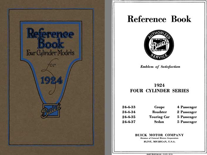 Buick 1924 - Reference Book Four Cylinder Models for 1924 Buick