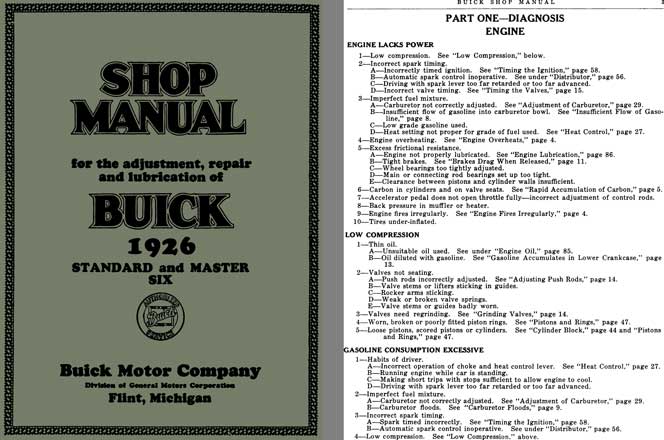 Buick 1926 - Shop Manual Buick 1926 Standard and Master Six for the Adjustment, Repair & Lubrication