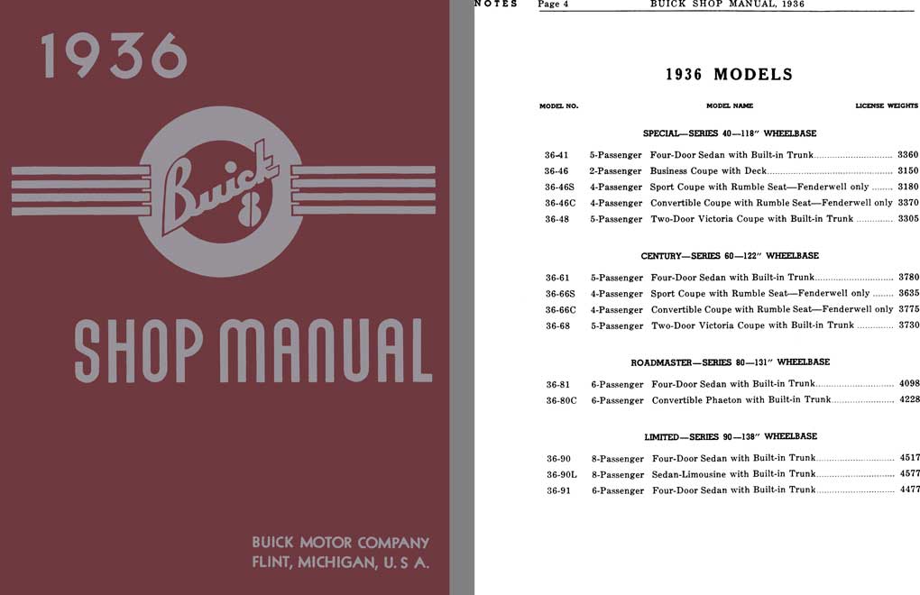 Buick 1936 - 1936 Buick 8 Shop Manual