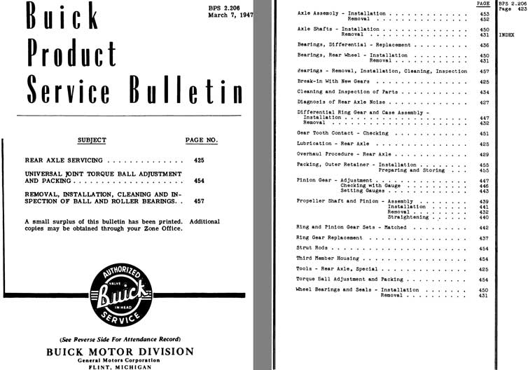 Buick 1947 - Buick Product Service Bulletin Pages 425 - 461