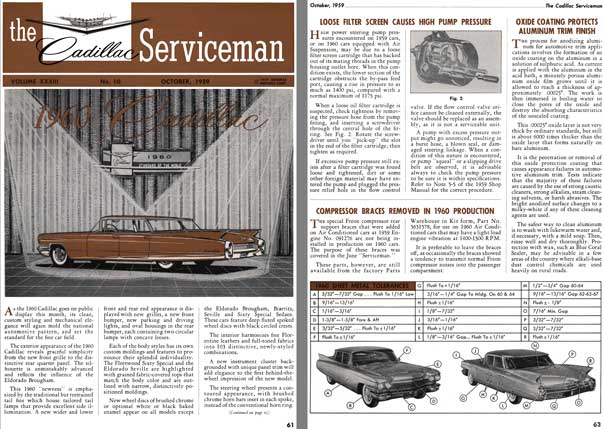 Cadillac 1959 - the Cadillac Serviceman Vol. XXXIII - No. 10 October 1959