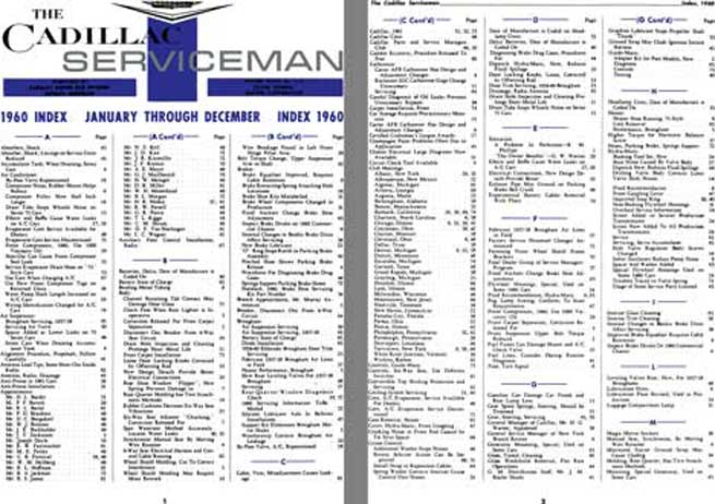 Cadillac 1960 - the Cadillac Serviceman - 1960 Index January thru December Index 1960