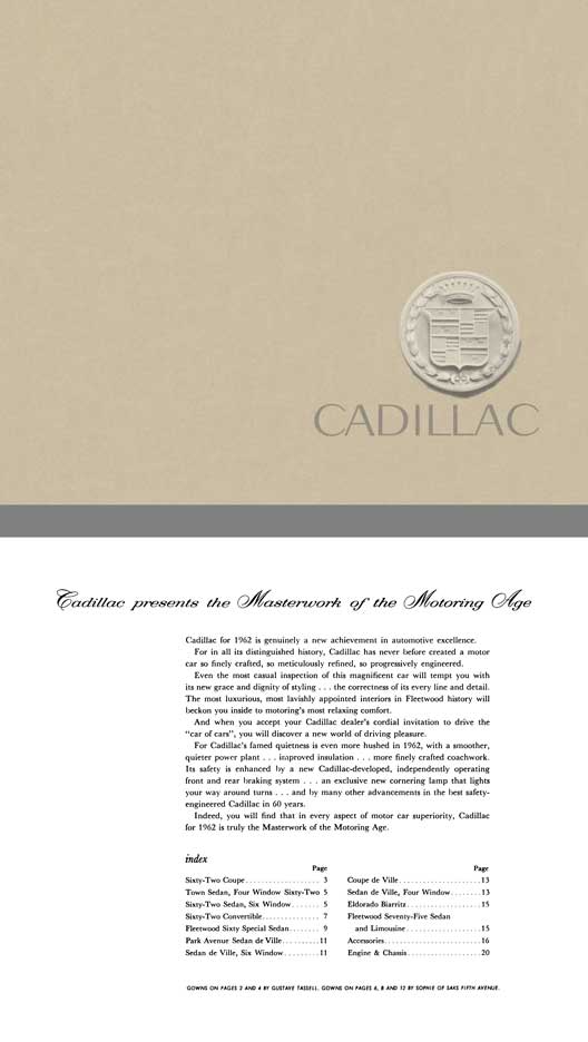 Cadillac 1962 - Cadillac Presents the Masterwork of the Motoring Age