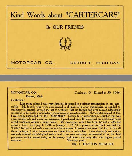 Cartercar 1907 - Kind Words about 
