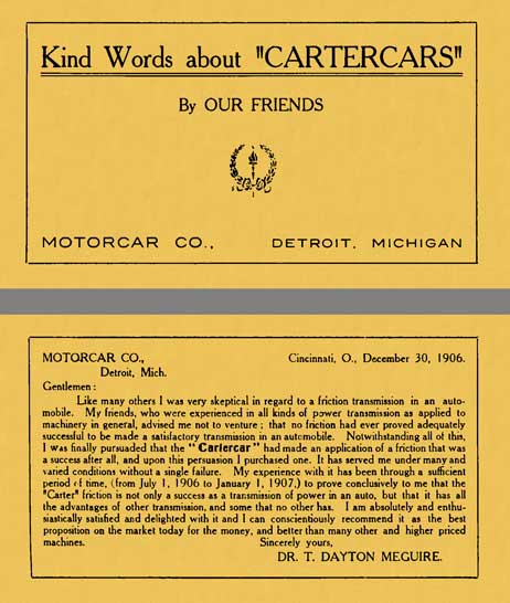 Cartercar 1907 - Kind Words about 