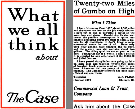 Case 1914 - What We All Think About Case - Model Thirty & Forty