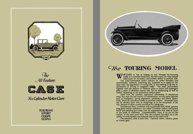 Case 1921 - The All Feature Case Six Cylinder Motor Cars Touring, Sport, Coupe, Sedan