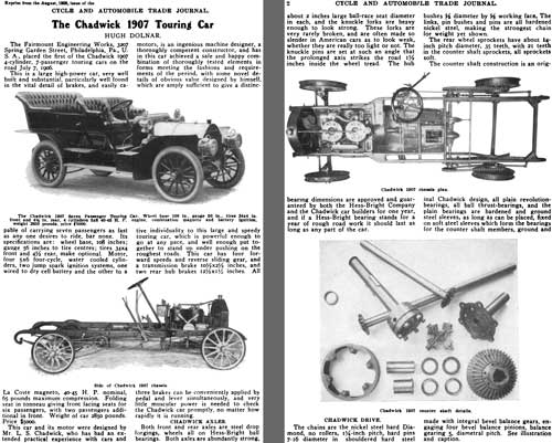 Chadwick 1907 - The Chadwick 1907 Touring Car - Reprint August 1906 Cycle & Automobile Trade Journal