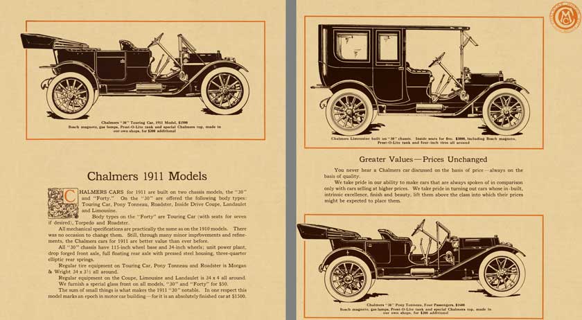 Chalmers 1911 - Chalmers 1911 Models