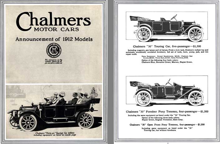 Chalmers 1912 - Chalmers Motor Cars Announcement of 1912 Models