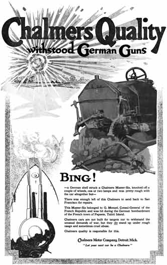 Chalmers 1915 - Chalmers Ad - Chalmers Quality withstood German Guns - Chalmers Master Six