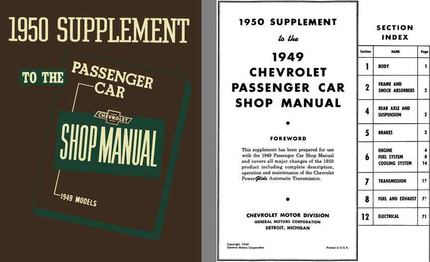 Chevrolet 1950 - 1950 Supplement to the 1949 Passenger Car Shop Manual - 1949 Models