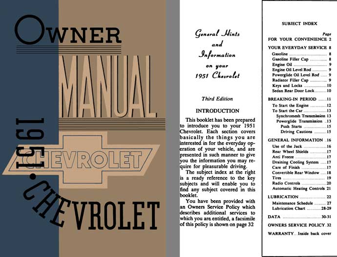 Chevrolet 1951 - 1951 Chevrolet Owner Manual