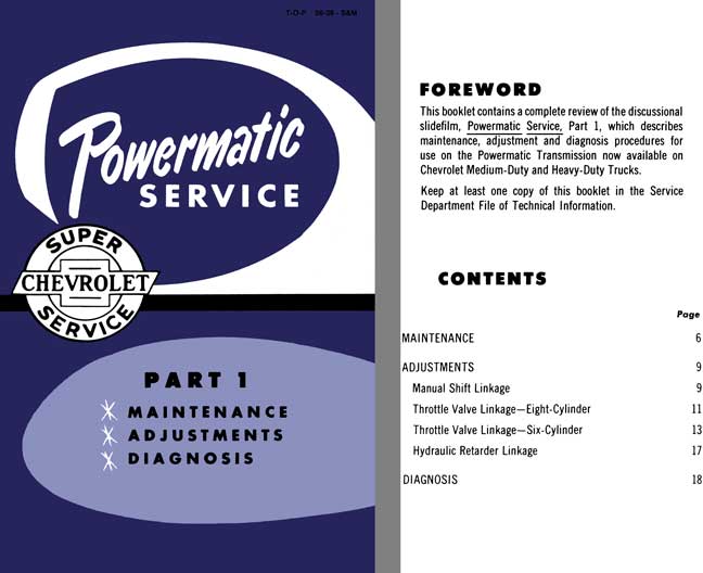 Chevrolet 1956 - Powermatic Service - Part 1 Maintenance, Adjustments, Diagnosis