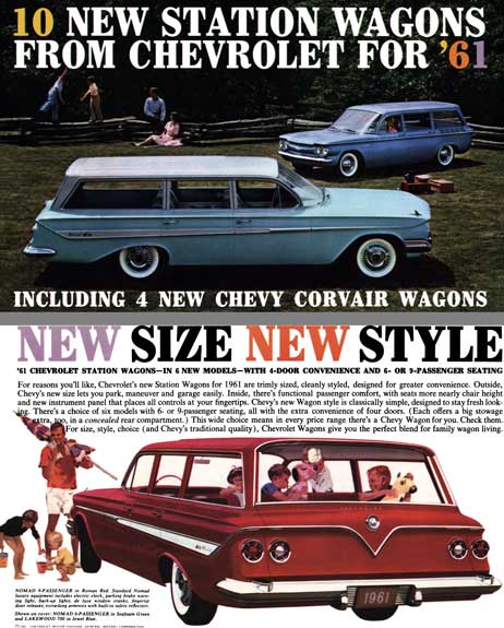 Chevrolet 1961 - 10 New Station Wagons from Chevrolet for '61 - Including 4 New Chevy Corvair Wagons