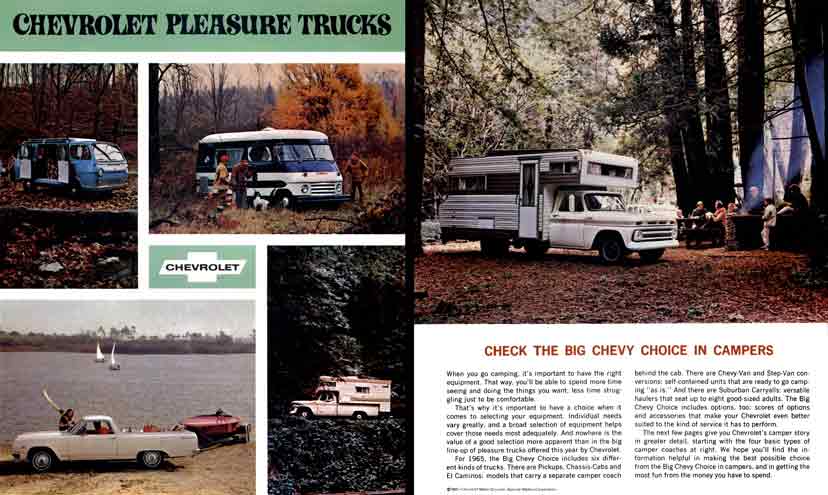 Chevrolet 1965 Pleasure Trucks - Check the Big Chevy Choice in Campers