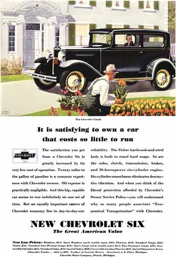Chevrolet c1931 - Chevrolet Ad - It is satisfying to own a car that costs so little to run