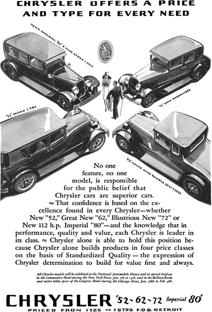 Chrysler 1927 - Chrysler Ad - Chrysler Offers a Price and Type for Every Need