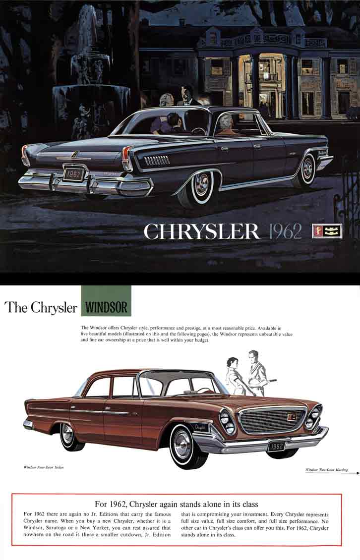Chrysler 1962 - For 1962 Chrysler again stands alone in its class